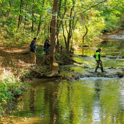 France, Bouches du Rhone (13), Pays d'Aix, Jouques, riviere le Real, entretien de la riviere par le SMAVD